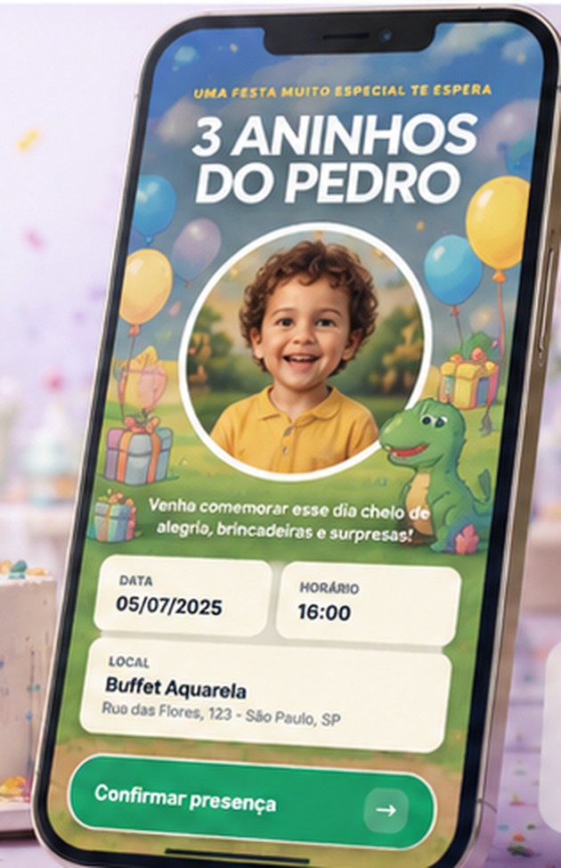 Exemplo de convite do BLM Eventos para aniversário infantil