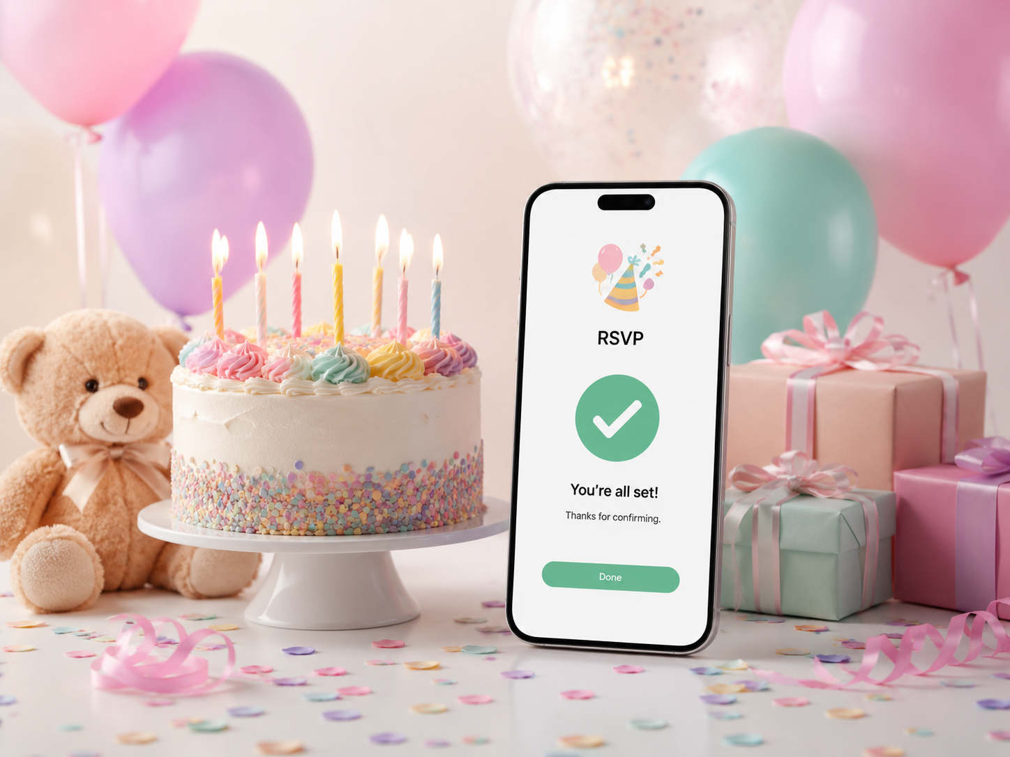 Modelo de confirmação para aniversário infantil